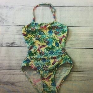 Tropical Print Kids Swim One Piece